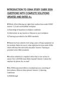 INTRODUCTION TO OSHA STUDY GUIDE 2026 QUESTIONS WITH COMPLETE SOLUTIONS UPDATED AND RATED A&plus;&period;