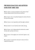 PRECISION EXAM FOOD AND NUTRITION EXAM STUDY SHEET 2026