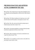 PRECISION EXAM FOOD AND NUTRITION ACTUAL EXAMINATION TEST 2026