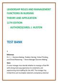 Leadership Roles & Management Functions in Nursing 11th Ed Test Bank &vert; Huston Nursing Leadership MCQs 2026