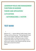 Leadership Roles & Management Functions in Nursing Test Bank 2026 &vert; Huston 11th Ed &vert; Nursing Leadership MCQs