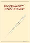 HESI 799 EXIT TEST EXAM NEWEST 2026 STUDY QUESTIONS WITH CORRECT VERIFIED ANSWERS 100&percnt; GUARANTEED PASS &vert; ASSURED A&plus;