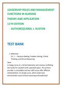 Leadership Roles & Management Functions in Nursing 11th Ed Test Bank 2026 &vert; Huston Nursing Leadership MCQs