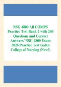 NSG 4800 All COMPS  Practice Test Bank 2 with 260  Questions and Correct  Answers&sol; NSG 4800 Exam  2026 Practice Test Galen  College of Nursing &lpar;New&excl;&rpar;