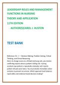 Leadership Roles & Management Functions in Nursing Test Bank 2026 &vert; Huston 11th Ed Leadership & Management MCQs