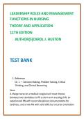 Leadership Roles & Management Functions in Nursing Test Bank 11th Ed &vert; Huston &vert; 2026 NCLEX-Style MCQs