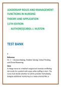 Leadership Roles & Management Functions in Nursing 11th Edition Test Bank &vert; Huston Nursing Leadership MCQs 2026