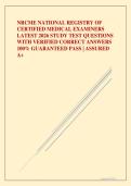 NRCME NATIONAL REGISTRY OF CERTIFIED MEDICAL EXAMINERS LATEST 2026 STUDY TEST QUESTIONS WITH VERIFIED CORRECT ANSWERS 100&percnt; GUARANTEED PASS &vert; ASSURED A&plus;