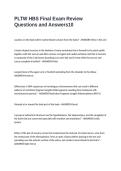 PLTW HBS Final Exam Review Questions and Answers
