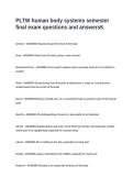 PLTW human body systems semester final exam questions and answers