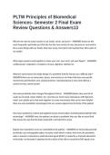 PLTW Principles of Biomedical Sciences- Semester 2 Final Exam Review Questions & Answers