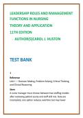 Nursing Leadership Test Bank 2026 &vert; Huston Leadership Roles & Management Functions &lpar;11th Ed&period;&rpar; MCQs