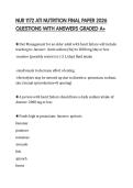 NUR 1172 ATI NUTRITION FINAL PAPER 2026 QUESTIONS WITH ANSWERS GRADED A&plus;