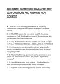 JB LEARNING PARAMEDIC EXAMINATION TEST 2026 QUESTIONS AND ANSWERS 100&percnt; CORRECT