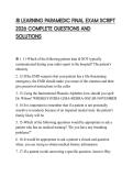 JB LEARNING PARAMEDIC FINAL EXAM SCRIPT 2026 COMPLETE QUESTIONS AND SOLUTIONS
