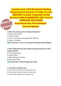 Louisiana &lpar;LA&rpar; 7-803 Residential Roofing  Comprehensive Resource To Help You Ace  2026-2027 Includes Frequently Tested  Questions With ELABORATED 100&percnt; Correct  COMPLETE SOLUTIONS  Guaranteed Pass First Attempt&excl;&excl;  Current Update&excl;&excl;