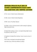 JEPPESEN PRIVATE PILOT END OF COURSE COMPREHENSIVE EXAM SCRIPT 2026 QUESTIONS AND VERIFIED ANSWERS