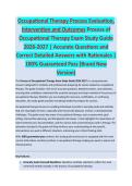 Occupational Therapy Process Evaluation - OCCUPATIONAL THERAPY EXAM STUDY GUIDE ACCURATE QUESTIONS AND CORRECT DETAILED ANSWERS WITH RATIONALES &vert;&vert; 100&percnt; GUARANTEED PASS <BRAND NEW VERSION>
