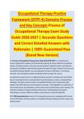 Occupational Therapy Practice Framework 1 - OCCUPATIONAL THERAPY EXAM STUDY GUIDE ACCURATE QUESTIONS AND CORRECT DETAILED ANSWERS WITH RATIONALES &vert;&vert; 100&percnt; GUARANTEED PASS <BRAND NEW VERSION>