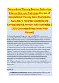 Occupational Therapy Process - OCCUPATIONAL THERAPY EXAM STUDY GUIDE ACCURATE QUESTIONS AND CORRECT DETAILED ANSWERS WITH RATIONALES &vert;&vert; 100&percnt; GUARANTEED PASS <BRAND NEW VERSION>