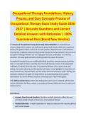 Occupational Therapy Foundations - OCCUPATIONAL THERAPY EXAM STUDY GUIDE ACCURATE QUESTIONS AND CORRECT DETAILED ANSWERS WITH RATIONALES &vert;&vert; 100&percnt; GUARANTEED PASS <BRAND NEW VERSION>