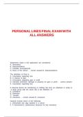 Personal Lines Insurance Final Exam 2026 &ndash; Verified Questions & Answers for Licensing