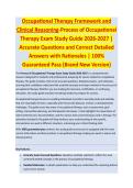 Occupational Therapy Framework and Clinical Reasoning - OCCUPATIONAL THERAPY EXAM STUDY GUIDE ACCURATE QUESTIONS AND CORRECT DETAILED ANSWERS WITH RATIONALES &vert;&vert; 100&percnt; GUARANTEED PASS <BRAND NEW VERSION>