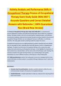 Activity Analysis and Performance Skills in Occupational Therapy - OCCUPATIONAL THERAPY EXAM STUDY GUIDE ACCURATE QUESTIONS AND CORRECT DETAILED ANSWERS WITH RATIONALES &vert;&vert; 100&percnt; GUARANTEED PASS <BRAND NEW VERSION>