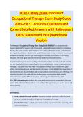 OTPF 4 Study Guide - OCCUPATIONAL THERAPY EXAM STUDY GUIDE ACCURATE QUESTIONS AND CORRECT DETAILED ANSWERS WITH RATIONALES &vert;&vert; 100&percnt; GUARANTEED PASS <BRAND NEW VERSION>