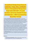 Occupational Therapy Group Process - OCCUPATIONAL THERAPY EXAM STUDY GUIDE ACCURATE QUESTIONS AND CORRECT DETAILED ANSWERS WITH RATIONALES &vert;&vert; 100&percnt; GUARANTEED PASS <BRAND NEW VERSION>