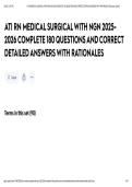 ATI RN MEDICAL SURGICAL WITH NGN 2025-2026 COMPLETE 180 QUESTIONS AND CORRECT DETAILED ANSWERS WITH RATIONALES
