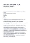 GEOLOGY 1500 FINAL EXAM &lpar;SURFACE WATER&rpar; QUESTIONS AND ANSWERS