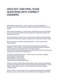 GEOLOGY 1500 FINAL EXAM QUESTIONS WITH CORRECT ANSWERS