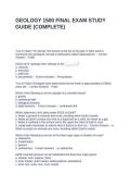 GEOLOGY 1500 FINAL EXAM STUDY GUIDE &lpar;COMPLETE&rpar; QUESTIONS AND ANSWERS