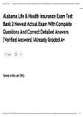 Alabama Life & Health Insurance Exam Test Bank 2 Newest Actual Exam With Complete Questions And Correct Detailed Answers &lpar;Verified Answers&rpar; -Already Graded A&plus;