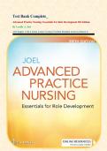 Test Bank Complete&lowbar; Advanced Practice Nursing&colon; Essentials For Role Development 5th Edition&comma;  By Lucille A&period; Joel All Chapter 1-30&vert; 4 Units&vert; Latest Version&vert; Verified Detailed Answers&vert; Rated A&plus;