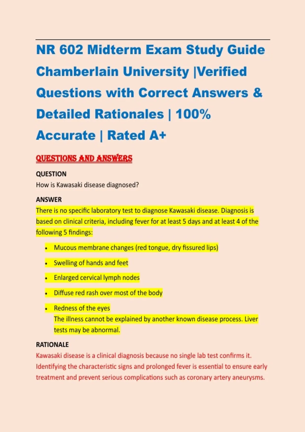 NR 602 Midterm Exam Study Guide | Chamberlain University |Verified ...