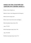 KANSAS CNA FINAL EXAM PAPER 2026 QUESTIONS WITH ANSWERS GRADED A&plus;