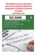 Test Bank for Consumer Bankruptcy Law&colon; A Practical Guide&comma; 1st Edition by Alexander Hernandez &vert; All Chapters 1&ndash;27 Covered