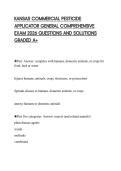 KANSAS COMMERCIAL PESTICIDE APPLICATOR GENERAL COMPREHENSIVE EXAM 2026 QUESTIONS AND SOLUTIONS GRADED A&plus;