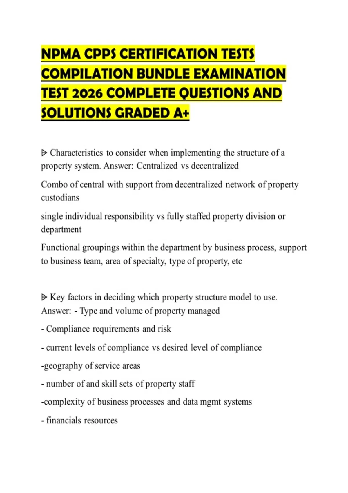 NPMA CPPS CERTIFICATION TESTS COMPILATION BUNDLE EXAMINATION TEST 2026 ...