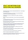 EDUC 1300 MIDTERM EXAM QUESTIONS AND ANSWERS