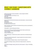 EDUC 1300 EXAM 1 QUESTIONS WITH CORRECT ANSWERS 