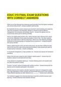  EDUC 210 FINAL EXAM QUESTIONS WITH CORRECT ANSWERS