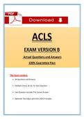 ACLS Exam Version B 2026 &vert; Questions with 100&percnt; Correct Answers Complete &vert; Updated 2026 &sol; 2027 Verified by Experts