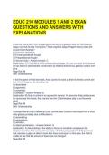 EDUC 210 MODULES 1 AND 2 EXAM QUESTIONS AND ANSWERS WITH EXPLANATIONS