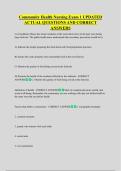 Community Health Nursing Exam 1 UPDATED  ACTUAL QUESTIONS AND CORRECT  ANSWERS