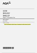 AQA GCSE BIOLOGY 8461&sol;1F Paper 1 Foundation Tier Mark scheme June 2025