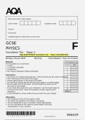 AQA GCSE PHYSICS 8463&sol;1F Paper 1 Foundation Tier Mark scheme June 2025