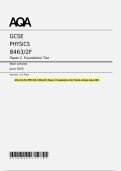 AQA GCSE PHYSICS 8463&sol;2F Paper 2 Foundation Tier Mark scheme June 2025